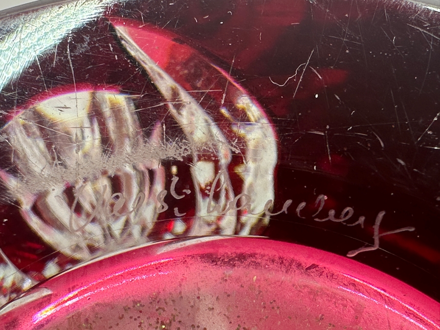 Val Saint Lambert Crystal Vase With Amethyst Core Belgian Crystal 11'H [Photo 4]