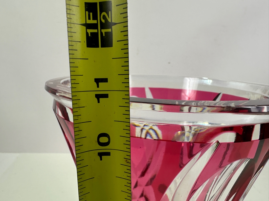 Val Saint Lambert Crystal Vase With Amethyst Core Belgian Crystal 11'H [Photo 7]