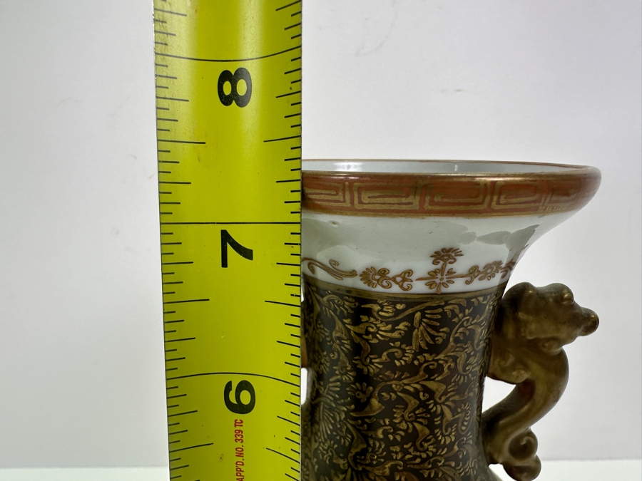 Antique Japanese Hand Painted Satsuma Porcelain Vase Signed 7.25'H [Photo 15]