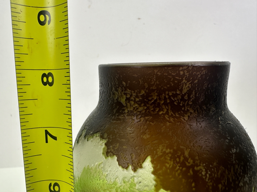 Emile Galle Style Cameo Art Nouveau Glass Vase With Landscape 8'H [Photo 8]