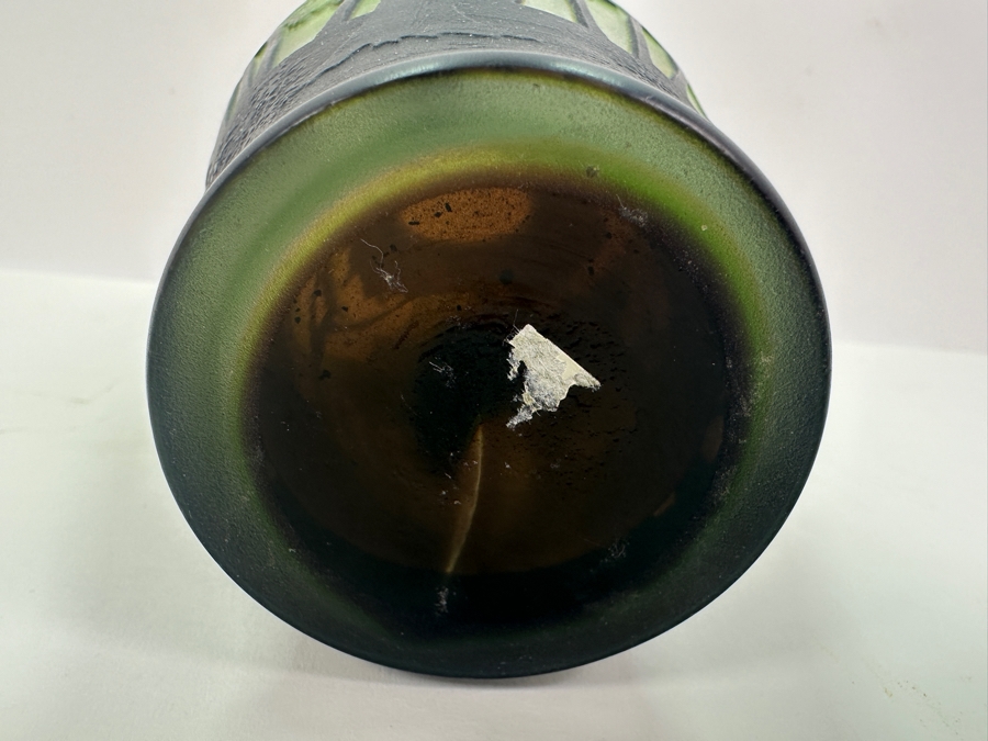 Emile Galle Style Cameo Art Nouveau Glass Vase With Landscape 8'H [Photo 7]