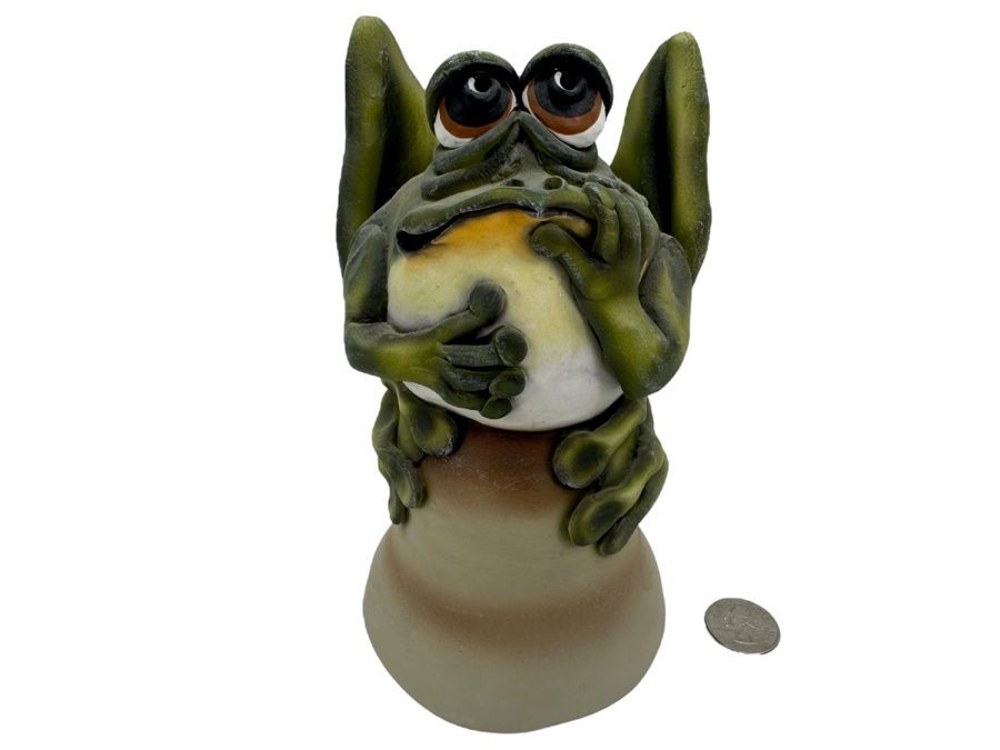 Signed Todd J. Warner 1997 Art Pottery Frog Bell 7'H [Photo 1]