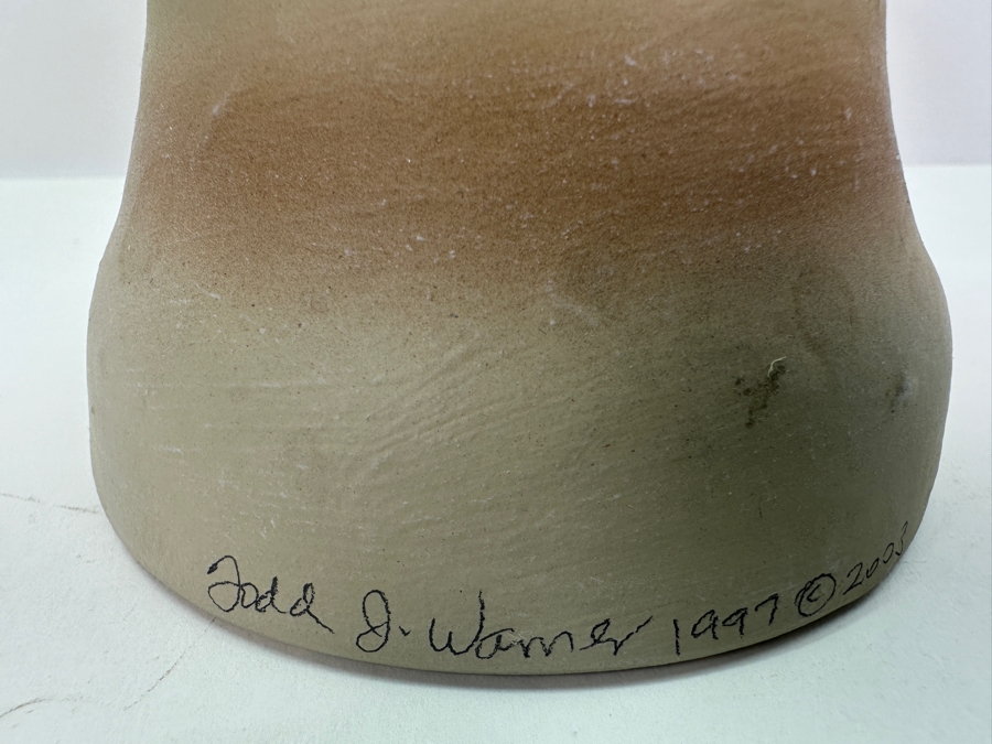 Signed Todd J. Warner 1997 Art Pottery Frog Bell 7'H [Photo 7]
