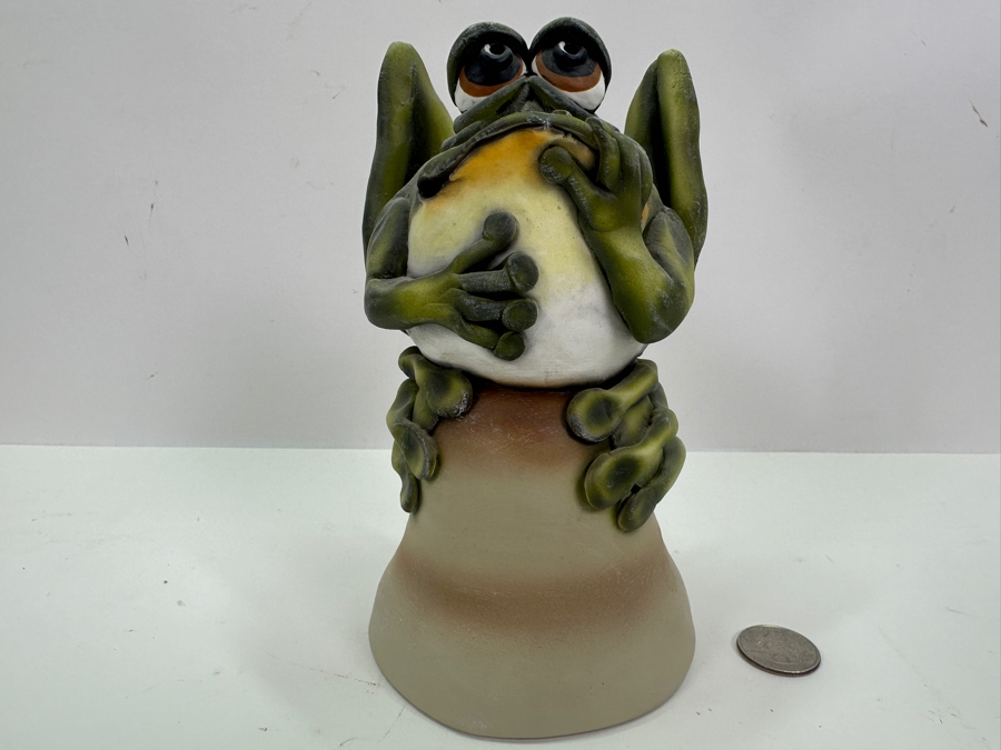 Signed Todd J. Warner 1997 Art Pottery Frog Bell 7'H [Photo 2]