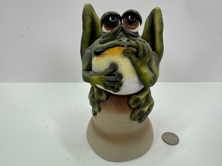 Signed Todd J. Warner 1997 Art Pottery Frog Bell 7'H [Photo 3]