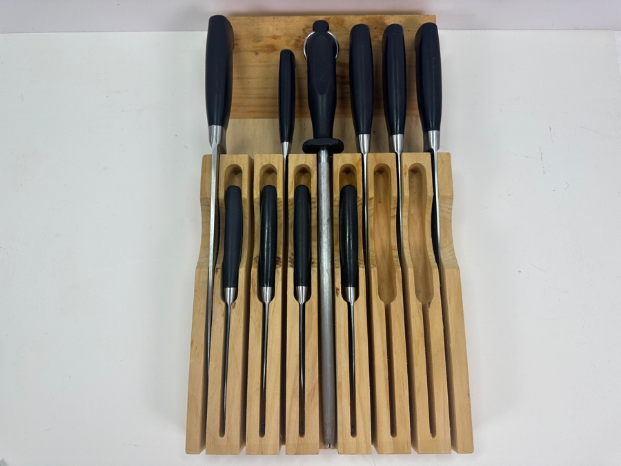 Zwilling J. A. Henckels Solingen Germany Knife Set Knives With Wooden Storage Rack [Photo 2]