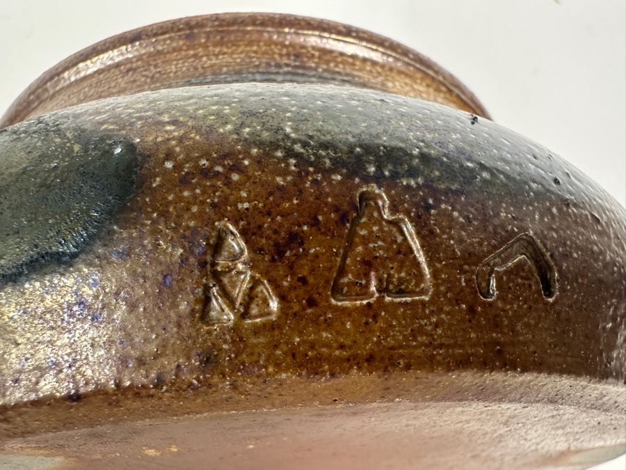 Signed Stoneware Lidded Art Pottery Bowl 8W X 5H [Photo 7]