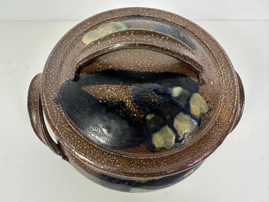 Signed Stoneware Lidded Art Pottery Bowl 8W X 5H [Photo 6]