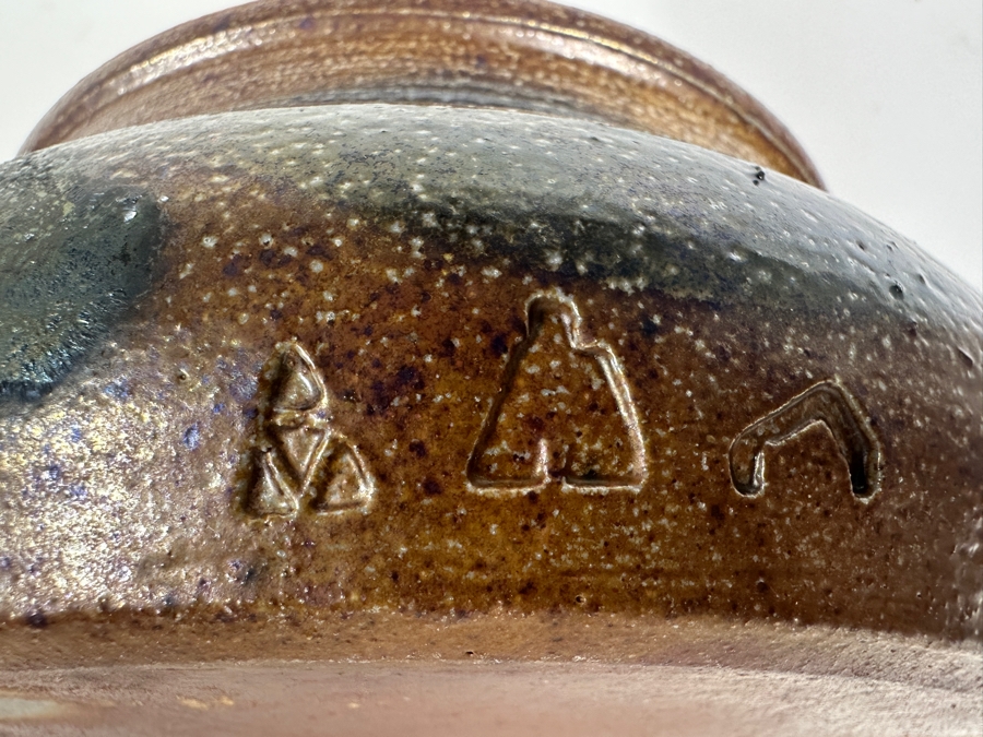 Signed Stoneware Lidded Art Pottery Bowl 8W X 5H [Photo 2]