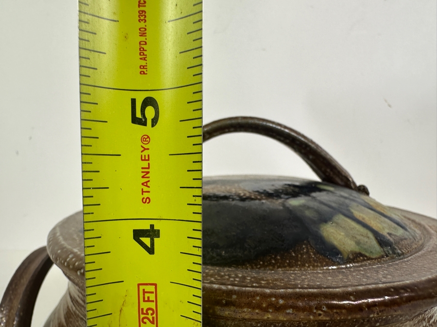 Signed Stoneware Lidded Art Pottery Bowl 8W X 5H [Photo 9]