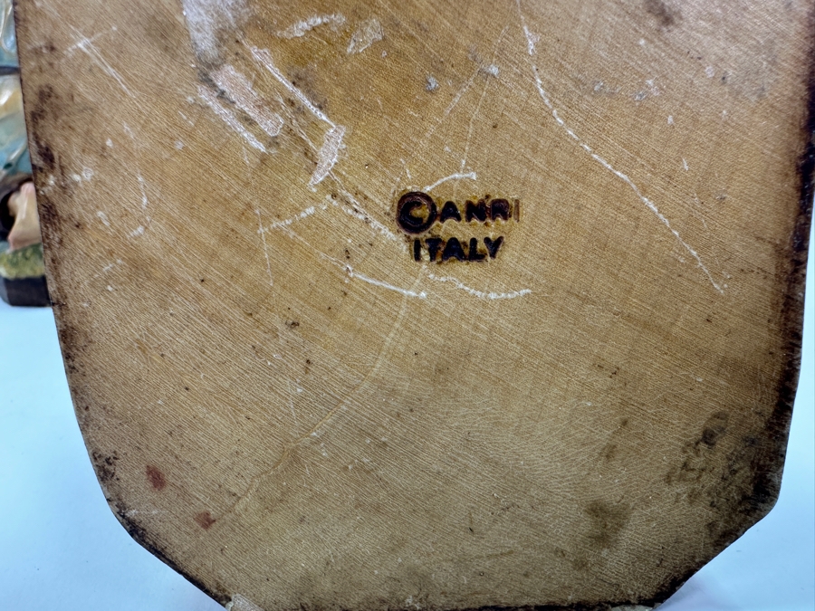 Pair Of Carved Wooden Hand Painted Figurines: Anri Italy Blacksmith 9.5H And Boy With Dog Eibl + Sohn By Tripar International Western Germany 5.5H [Photo 10]