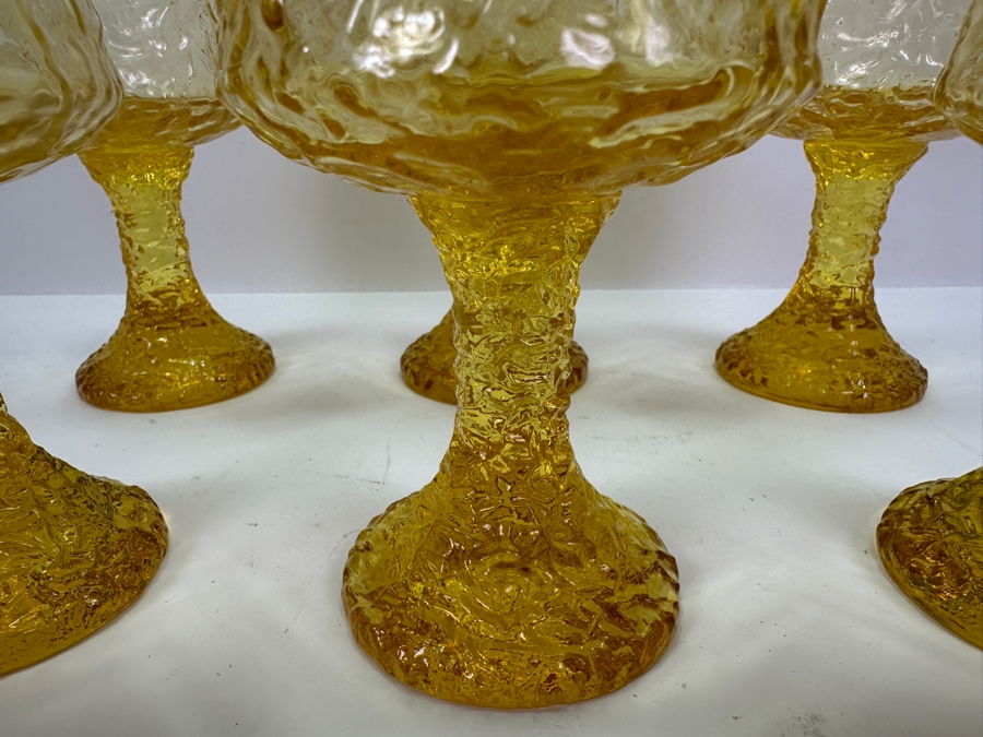 Hand Blown Lenox Crystal Impromptu Yellow Amber Stemware Glasses 7H [Photo 3]