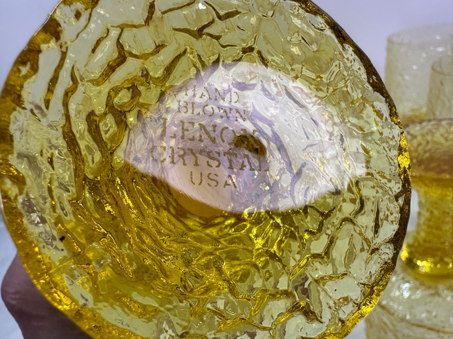 Hand Blown Lenox Crystal Impromptu Yellow Amber Stemware Glasses 7H [Photo 6]