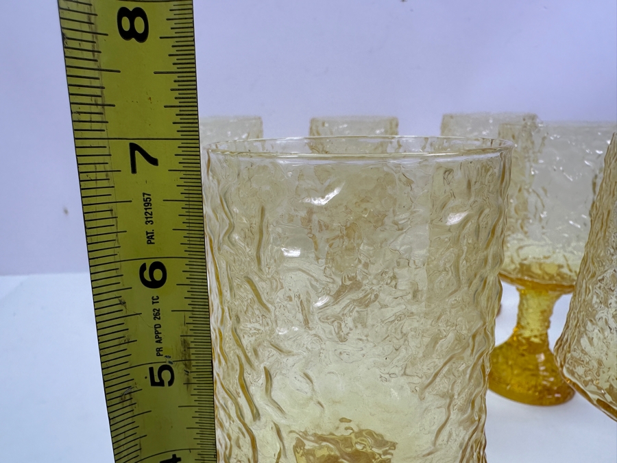 Hand Blown Lenox Crystal Impromptu Yellow Amber Stemware Glasses 7H [Photo 7]