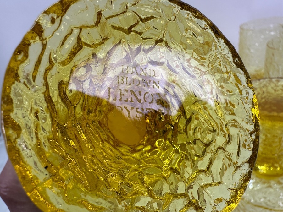 Hand Blown Lenox Crystal Impromptu Yellow Amber Stemware Glasses 7H [Photo 5]