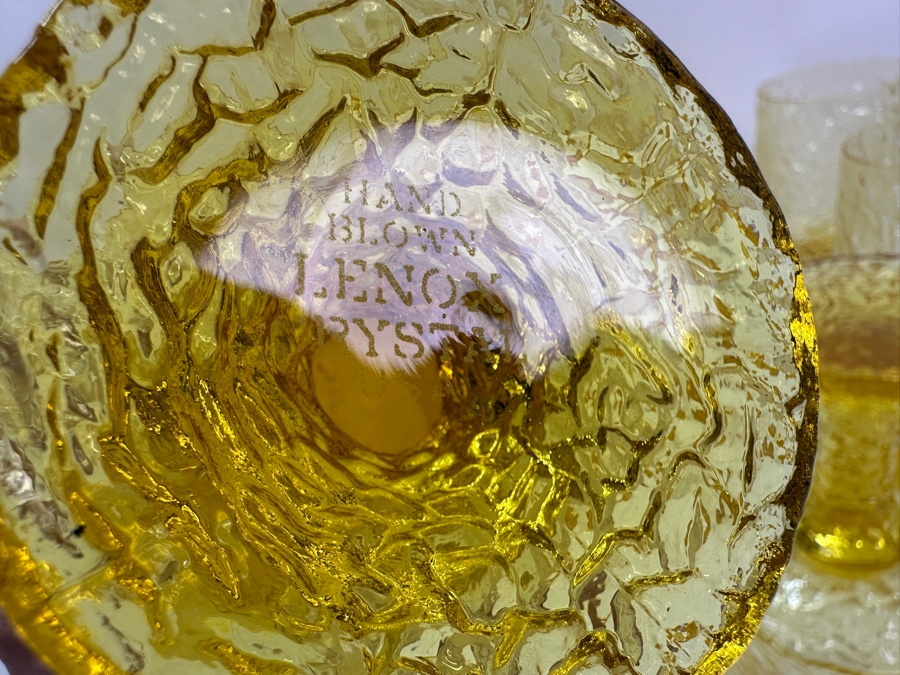 Hand Blown Lenox Crystal Impromptu Yellow Amber Stemware Glasses 7H [Photo 4]