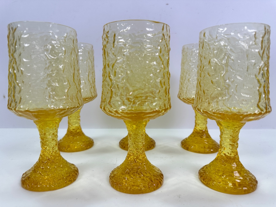 Hand Blown Lenox Crystal Impromptu Yellow Amber Stemware Glasses 7H [Photo 2]