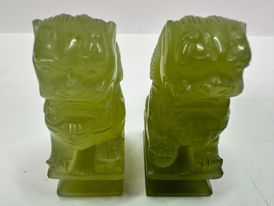 Vintage Small Pair Of Carved Stone Foo Dogs 2'H [Photo 9]