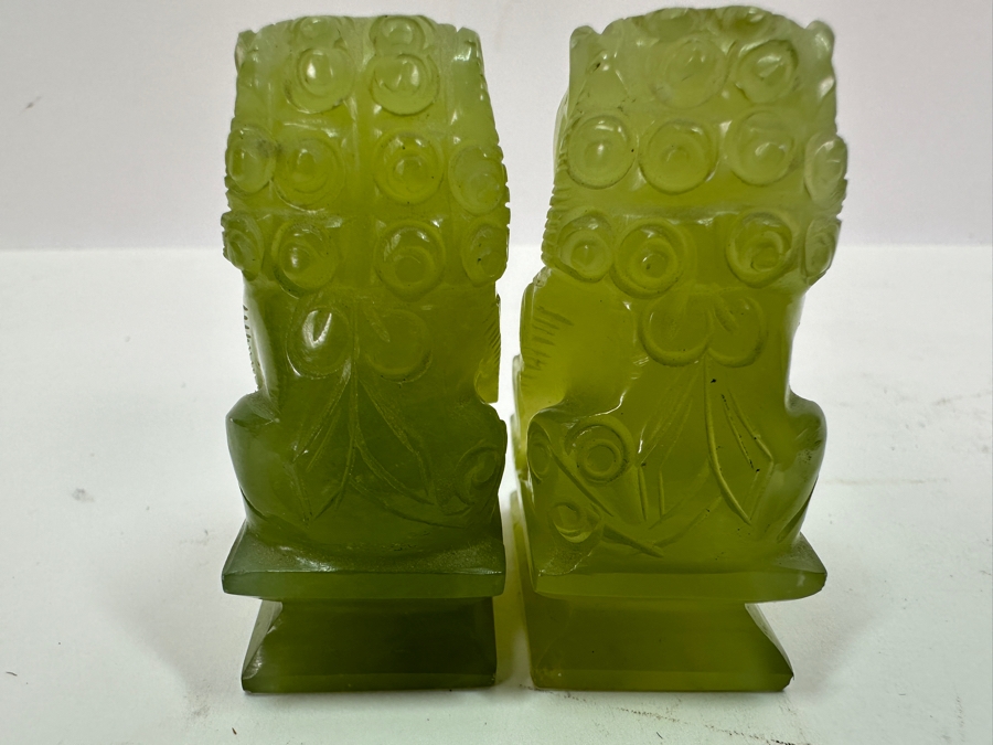 Vintage Small Pair Of Carved Stone Foo Dogs 2'H [Photo 13]