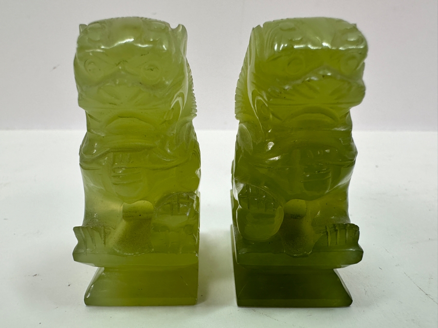 Vintage Small Pair Of Carved Stone Foo Dogs 2'H [Photo 8]