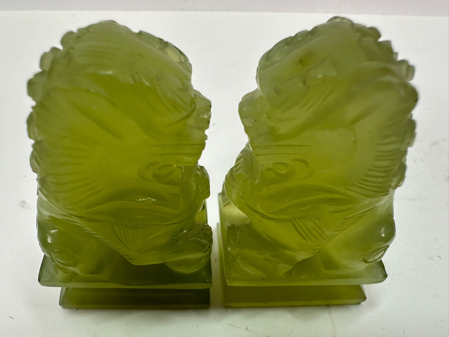 Vintage Small Pair Of Carved Stone Foo Dogs 2'H [Photo 12]