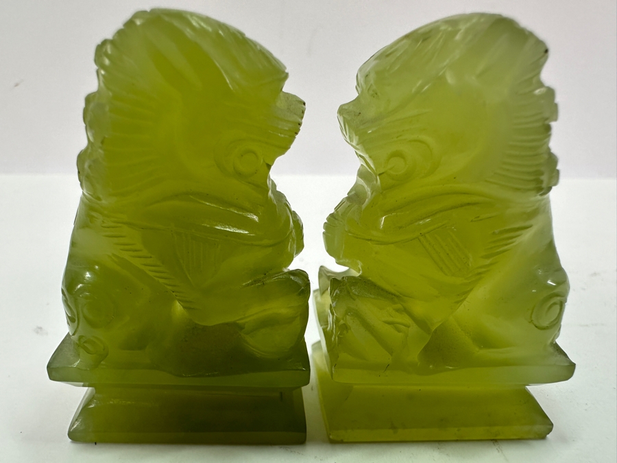 Vintage Small Pair Of Carved Stone Foo Dogs 2'H [Photo 11]