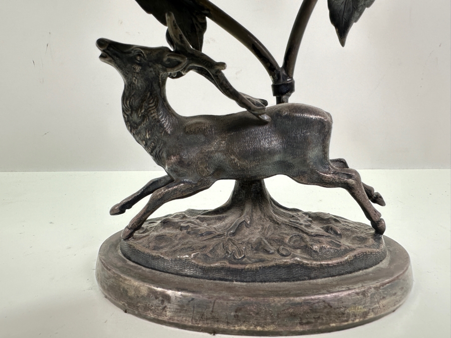 Antique Silverplate Calling Card Receiver With Figural Deer By The Middletown Plate Co. 9W X 5.5D X 7H [Photo 5]