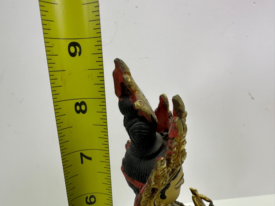 Tibetan Buddhism White Tara Gilt Bronze Brass Sculpture Signed Underneath 5.5W X 4D X 8.75H 1,845g 4.06lbs [Photo 14]