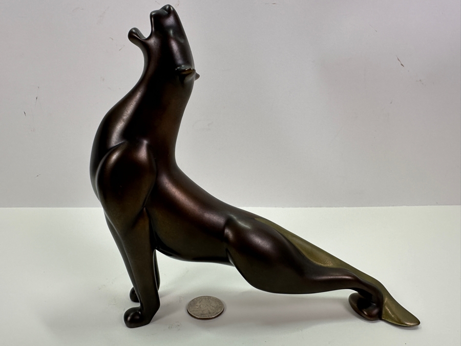 Loet Vanderveen (1921-2015, American/Dutch) Bronze Lion Roaring Sculpture Signed LOET And Numbered 503 Of 750 7.5'W X 2'D X 7'H [Photo 2]