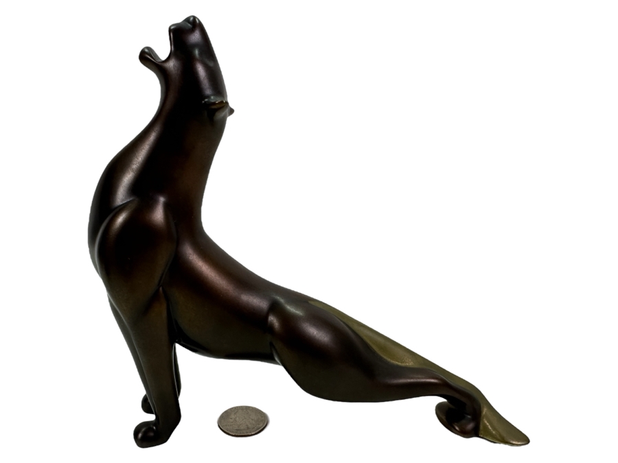 Loet Vanderveen (1921-2015, American/Dutch) Bronze Lion Roaring Sculpture Signed LOET And Numbered 503 Of 750 7.5'W X 2'D X 7'H
