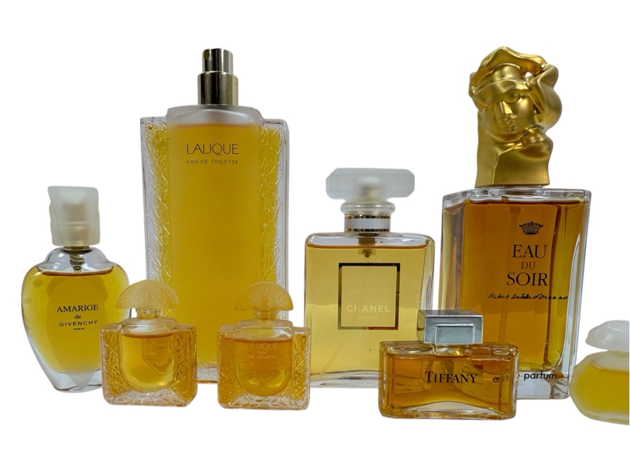 Collection Of Perfumes From Lalique, Givency, Chanel, Tiffany And More