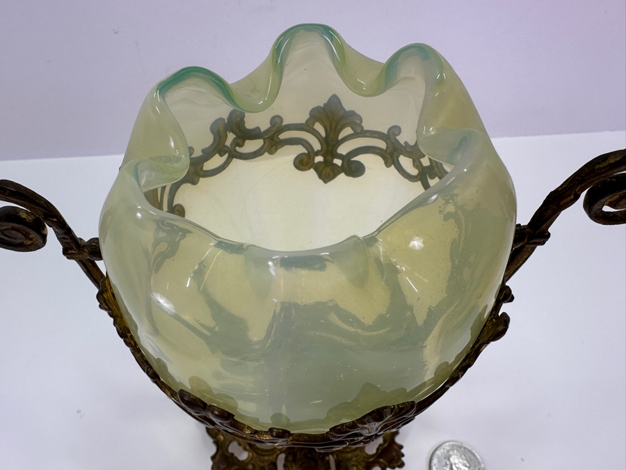 Antique Tulpenvase Tulip Hand Blown Bohemia Glass Vase With Original Gilt Mounting 6'H [Photo 6]
