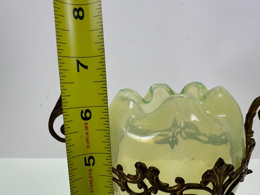 Antique Tulpenvase Tulip Hand Blown Bohemia Glass Vase With Original Gilt Mounting 6'H [Photo 11]