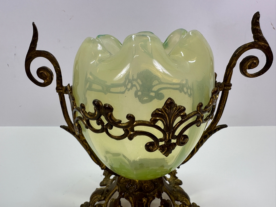 Antique Tulpenvase Tulip Hand Blown Bohemia Glass Vase With Original Gilt Mounting 6'H [Photo 7]