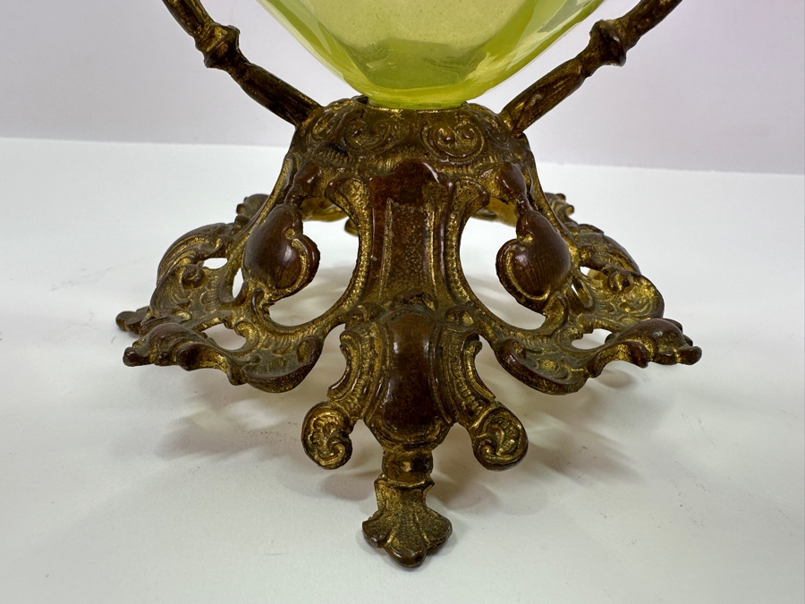 Antique Tulpenvase Tulip Hand Blown Bohemia Glass Vase With Original Gilt Mounting 6'H [Photo 8]