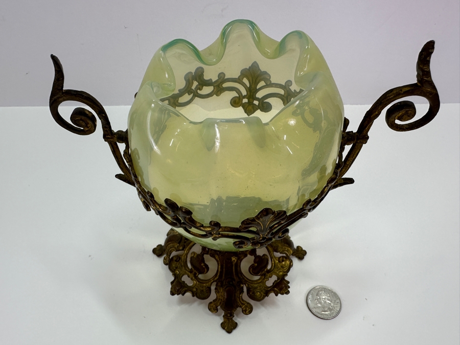 Antique Tulpenvase Tulip Hand Blown Bohemia Glass Vase With Original Gilt Mounting 6'H [Photo 5]