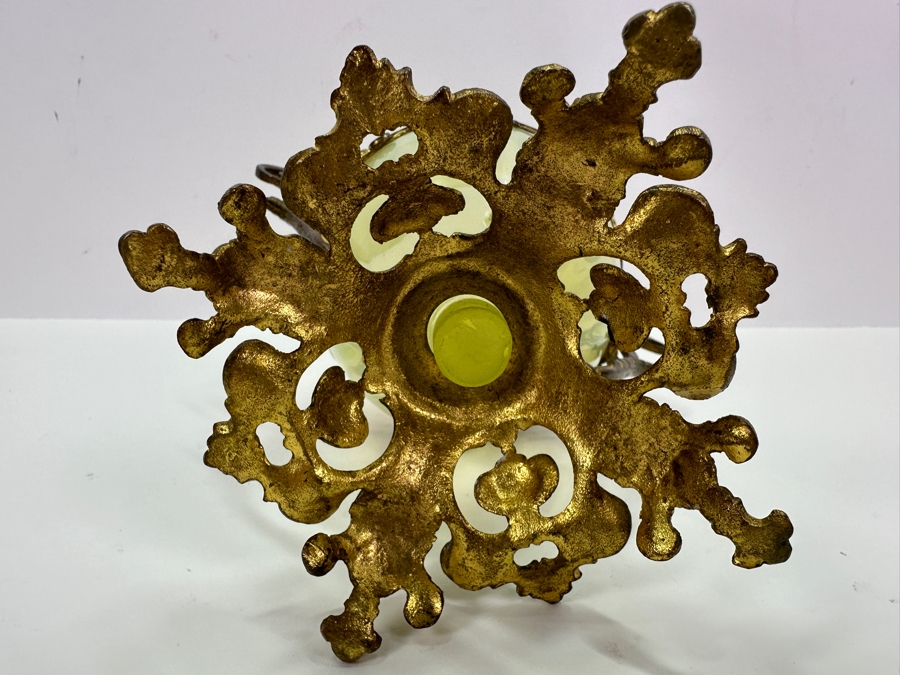 Antique Tulpenvase Tulip Hand Blown Bohemia Glass Vase With Original Gilt Mounting 6'H [Photo 9]