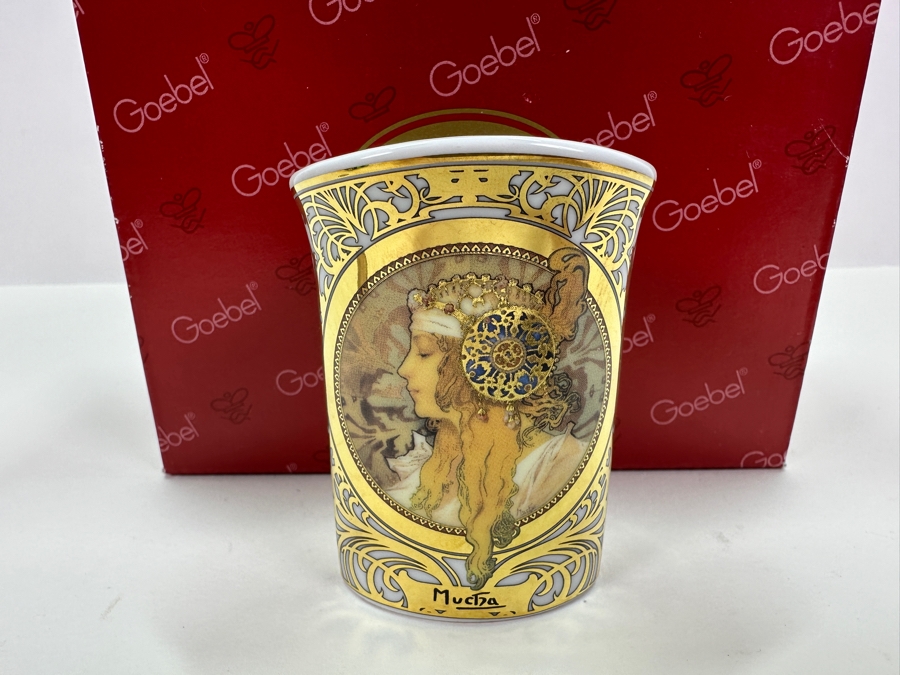Small Goebel Porcelain Vase Feature A Design Inspired By The Artwork Of Alphonse Mucha - Artis Orbis Collection 3'H [Photo 3]