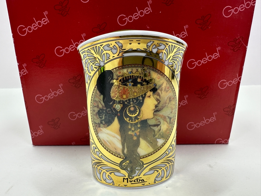Small Goebel Porcelain Vase Feature A Design Inspired By The Artwork Of Alphonse Mucha - Artis Orbis Collection 3'H [Photo 2]