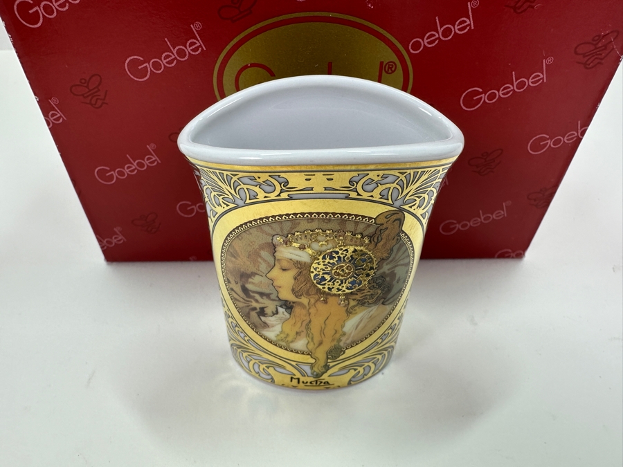 Small Goebel Porcelain Vase Feature A Design Inspired By The Artwork Of Alphonse Mucha - Artis Orbis Collection 3'H [Photo 4]