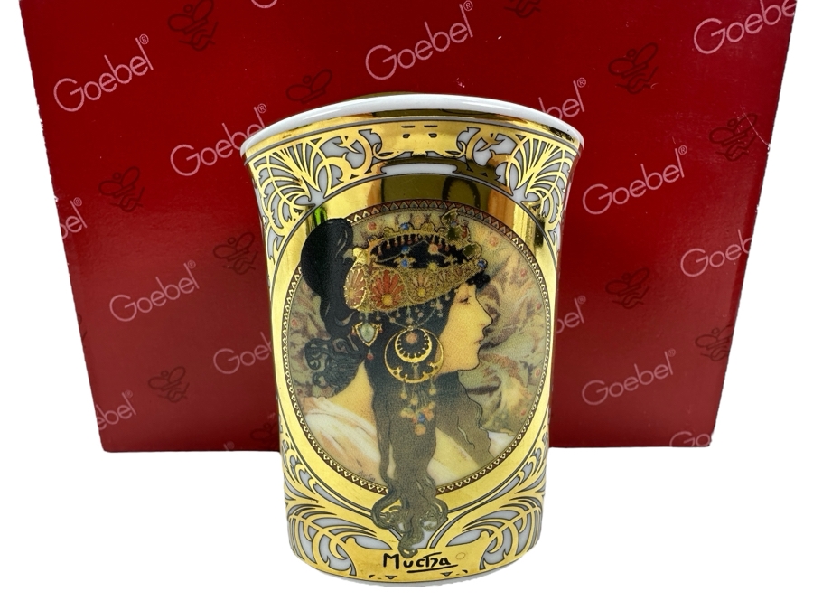 Small Goebel Porcelain Vase Feature A Design Inspired By The Artwork Of Alphonse Mucha - Artis Orbis Collection 3'H [Photo 1]