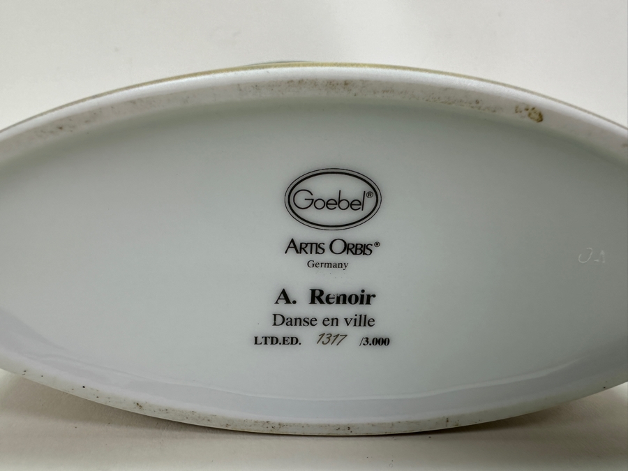 Limited Edition Goebel Porcelain Vase Feature A Design Inspired By The Artwork Of Pierre August Renoir 'Danse En Ville' - Artis Orbis Collection 9.5'H With C.O.A. Numbered 1,317 Of 3,000 [Photo 9]