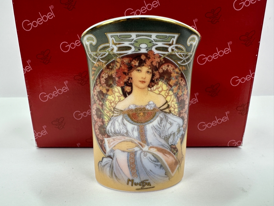 Small Goebel Porcelain Vase Feature A Design Inspired By The Artwork Of Alphonse Mucha - Artis Orbis Collection 3'H [Photo 2]