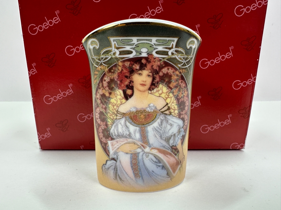 Small Goebel Porcelain Vase Feature A Design Inspired By The Artwork Of Alphonse Mucha - Artis Orbis Collection 3'H [Photo 3]