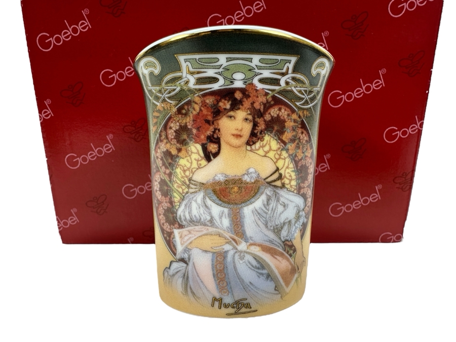 Small Goebel Porcelain Vase Feature A Design Inspired By The Artwork Of Alphonse Mucha - Artis Orbis Collection 3'H [Photo 1]
