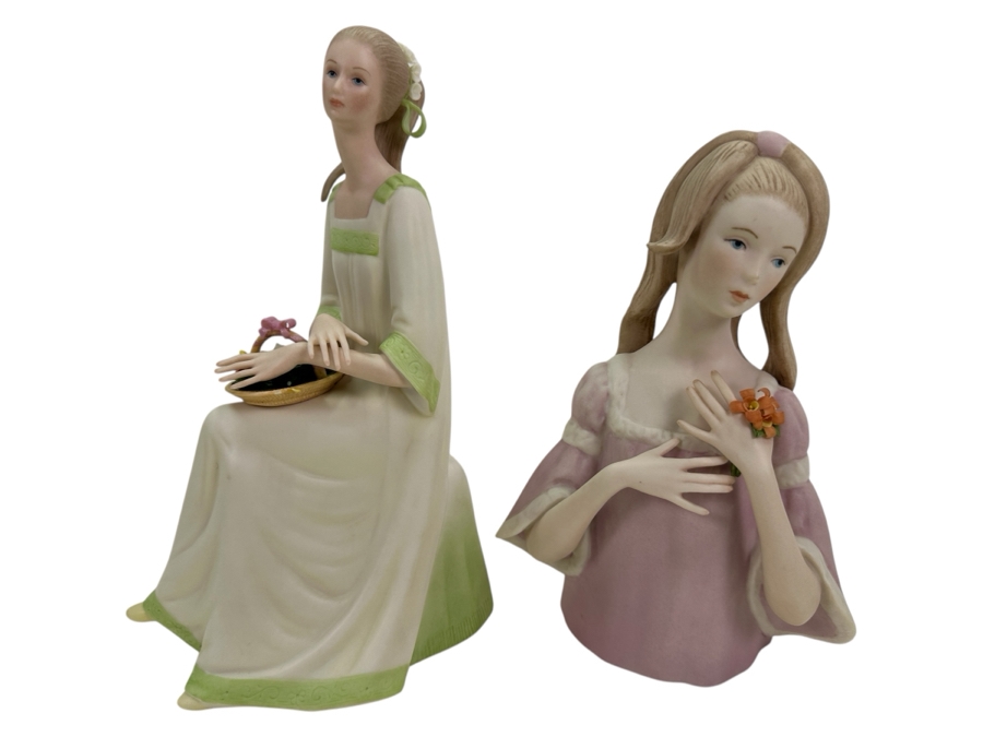 Laszlo Ispanky (1920-2010, American/Hungarian) Pair Of Hand Signed Porcelain Figurines 8'H And 10'H [Photo 1]