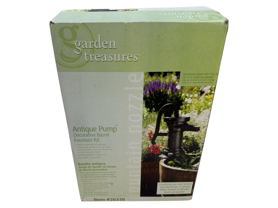 New Antique Pump Decorative Barrel Fountain Kit By Garden Treasures [Photo 1]
