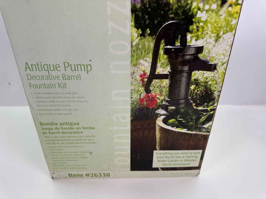 New Antique Pump Decorative Barrel Fountain Kit By Garden Treasures [Photo 2]