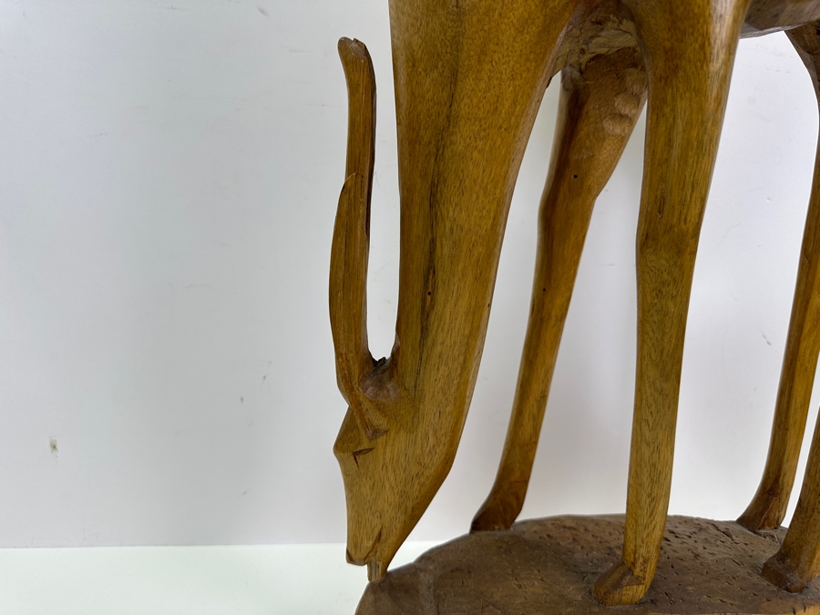 Large Hand Carved Wooden Gazelle Sculpture 12W X 4.5D X 22H [Photo 7]