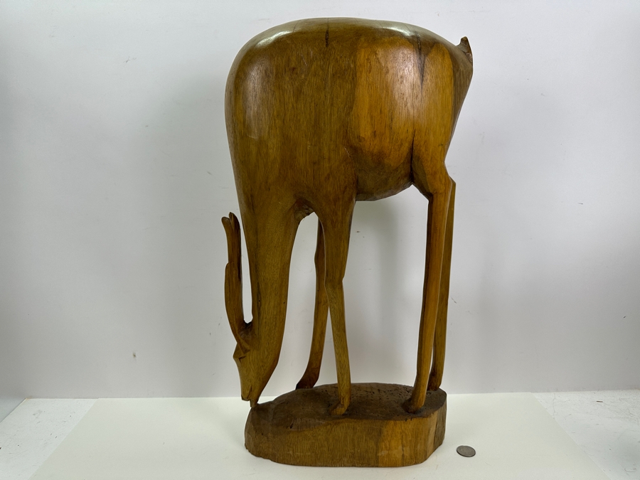 Large Hand Carved Wooden Gazelle Sculpture 12W X 4.5D X 22H [Photo 6]
